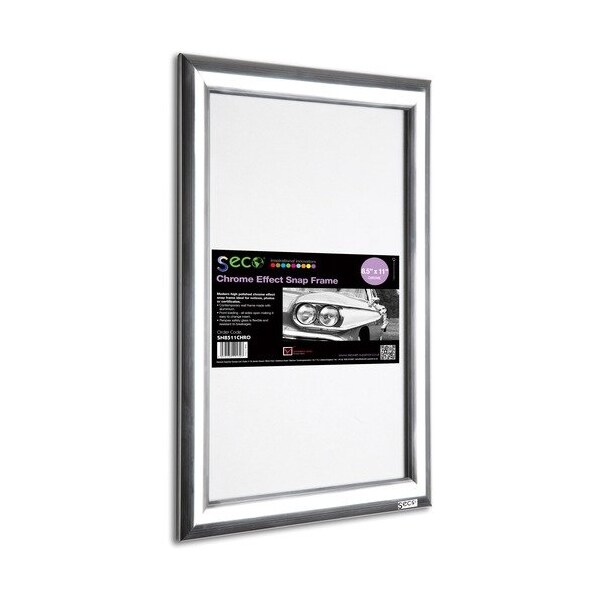 Seco Frame, Mitred, Snap, Aluminum, 1in Profile, 8-1/2inx11in, Chrome - SSCSN8511CHRO