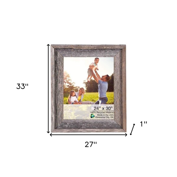 Homeroots 27 x 33 in. Natural Weathered Grey Picture Frame with Plexiglass Holder - 380365