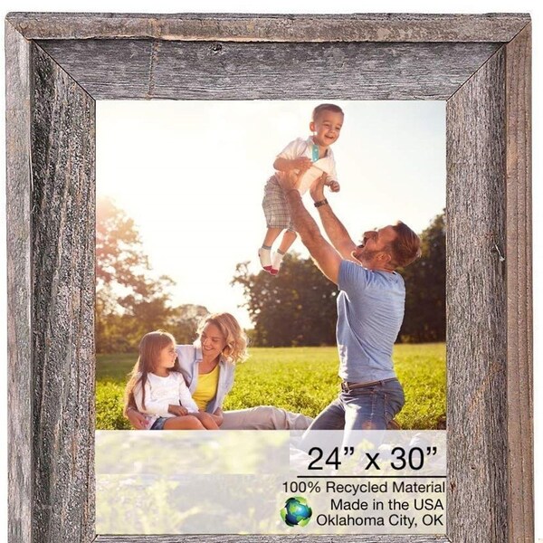 Homeroots 27 x 33 in. Natural Weathered Grey Picture Frame with Plexiglass Holder - 380365