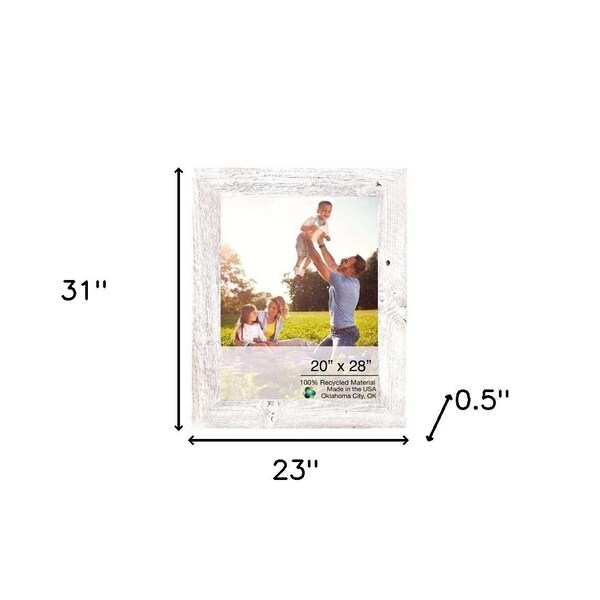 Homeroots 20 x 28 in. Rustic Farmhouse White Wash Wood Picture Frame - 386536