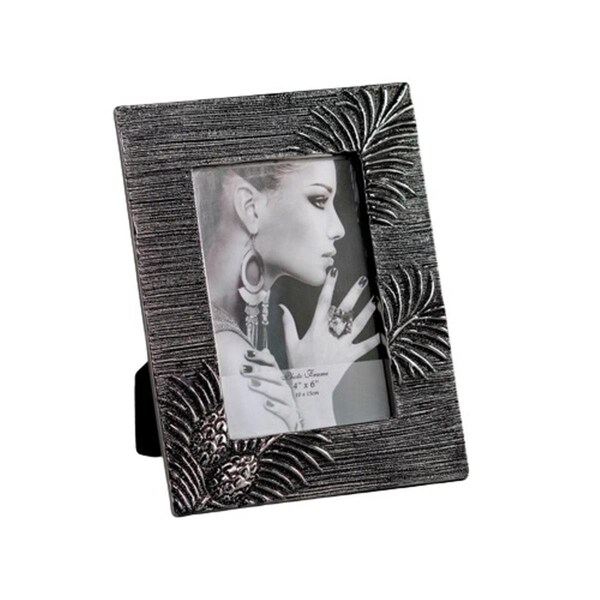 Jiallo 4 x 6 in. Leaf Design Photo Frame Black & Silver - EGV10-355