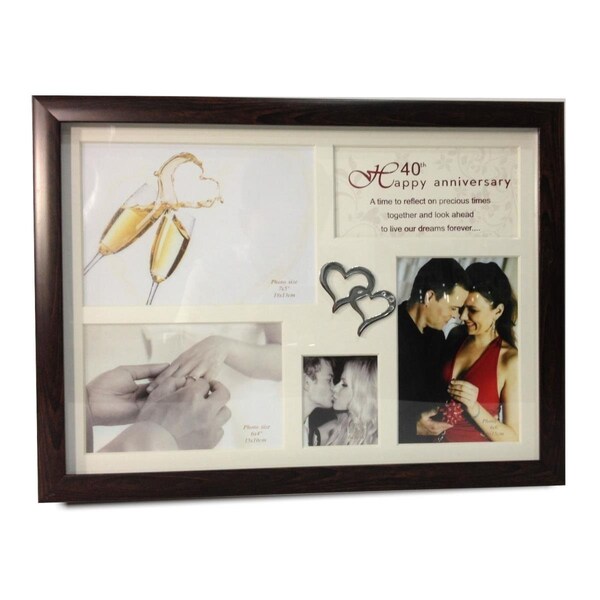 Jiallo 40th Anniversary Collage Photo Frame with Double Heart Icon - 64856