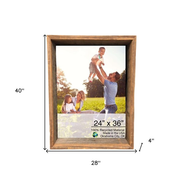 Homeroots 28 x 40 in. Rustic Weathered Grey Box Picture Frame with Hanger - 380364