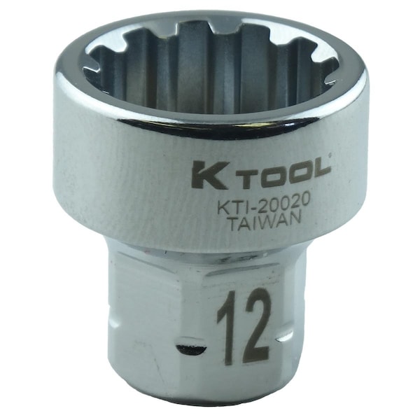 K-Tool International 1/4" Drive, 12mm Metric Socket - KTI20662