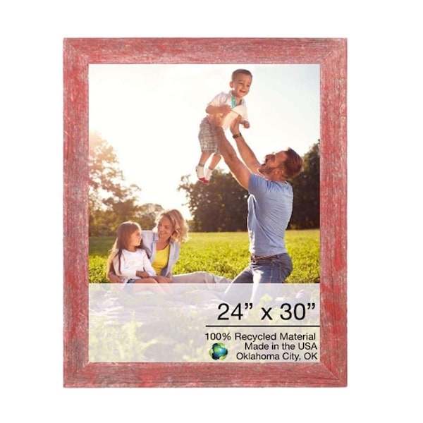 Palacedesigns 24 x 30 in. Rustic Farmhouse Red Wood Picture Frame - PA3658057