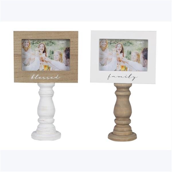 Youngs 4 x 6 in. Wood Natural Pedestal Picture Frame, Assorted Style - Set of 2 - 11310