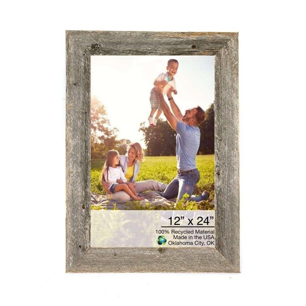Palacedesigns 12 x 24 in. Rustic Farmhouse Gray Wood Picture Frame - PA3651762