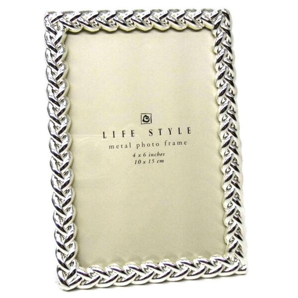 Jiallo 4 x 6 in. Photo Frame Knotted Border, Silver - 81524