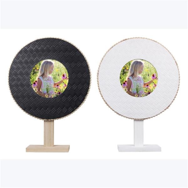 Youngs 5 x 5 in. Wood & MDF Round Picture Frame on Pedestal, 2 Assorted Color - 12404