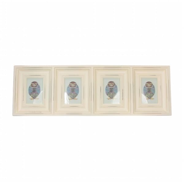 Purely Pecan 33 in. Distressed Eggshell White Photo Picture Frame Collage Wall Decoration - 32013095