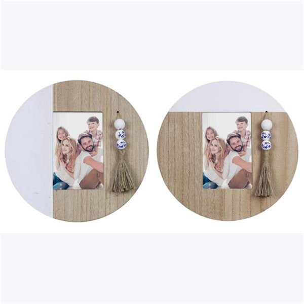 Youngs Wood Color Block Picture Framed Tabletop Sign, 2 Assorted Color - MDF - 12367