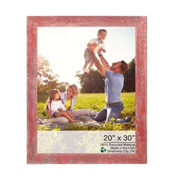 Palacedesigns 20 x 30 in. Rustic Farmhouse Red Wood Picture Frame - PA3648369