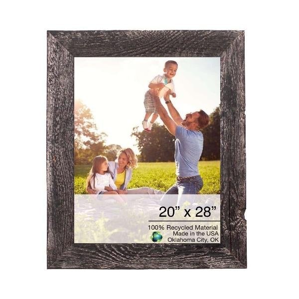 Homeroots 20 x 28 in. Rustic Farmhouse Rustic Black Wood Picture Frame - 386531