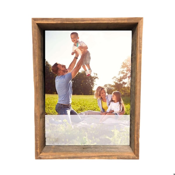 Homeroots 6 x 6 in. Rustic Farmhouse Gray Wood Shadow Box Picture Frame - 386490