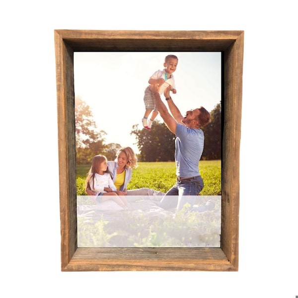Homeroots 6 x 6 in. Rustic Farmhouse Gray Wood Shadow Box Picture Frame - 386490
