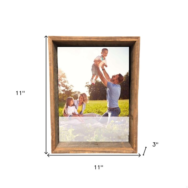 Homeroots 6 x 6 in. Rustic Farmhouse Gray Wood Shadow Box Picture Frame - 386490