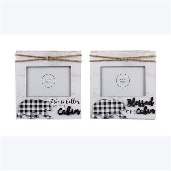 Youngs 4 x 6 in. Wood Box Photo Frame with Rope Accent & 3D Lettering - 21149