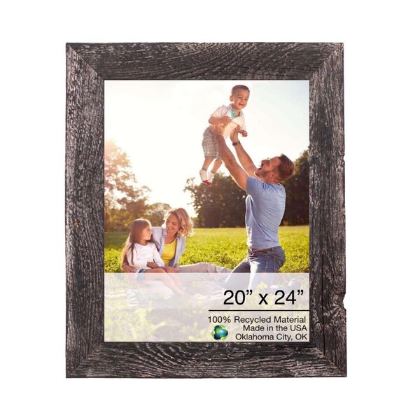 Palacedesigns 20 x 24 in. Rustic Farmhouse Rustic Black Wood Picture Frame - PA3651765