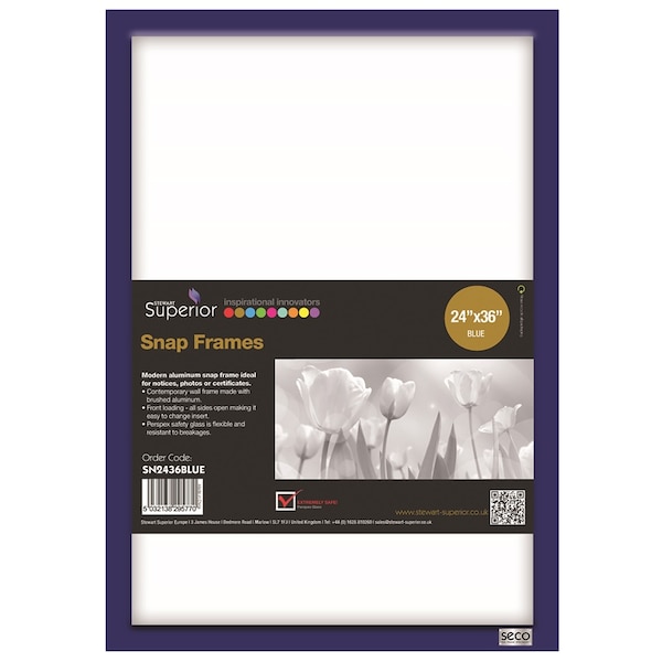 Seco Poster Snap Frame, 24" x 36", 1" Profile, Blue - SN2436BLUE