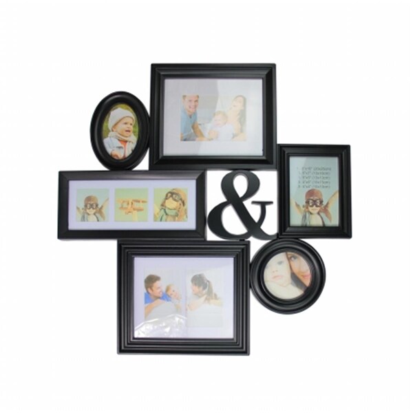 Purely Pecan 27.75 in. Black Multi Sized Photo Picture Frame Collage Wall Decoration - 31812283
