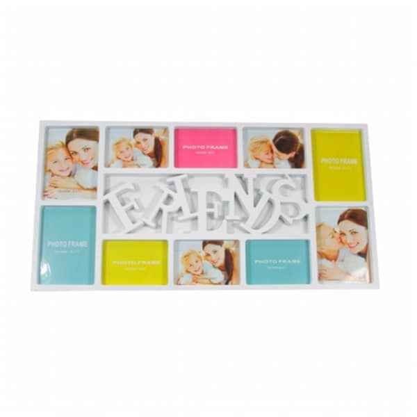 Purely Pecan 28.75 in. White Dual Sized Friends Photo Picture Frame Collage Wall Decoration - 32011360