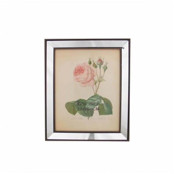 Purely Pecan 11.75 in. Silver Studded Glass Mirror Encased Photo Picture Frame - 32013919