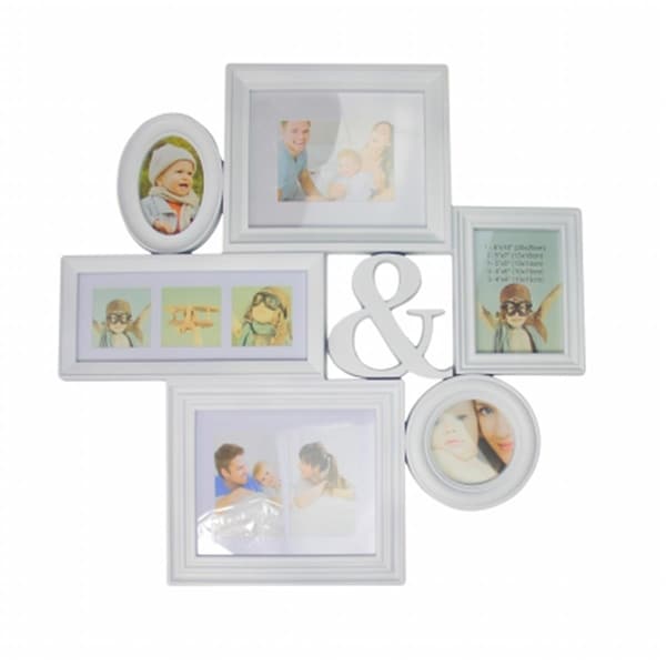 Purely Pecan 27.75 in. White Multi Sized Photo Picture Frame Collage Wall Decoration - 31812282