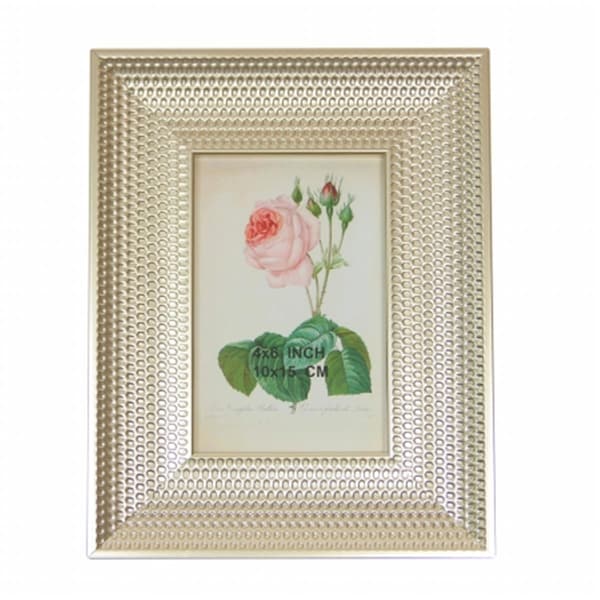 Purely Pecan 9.25 in. Metallic Silver Honeycomb Inspired Photo Picture Frame - 32013912