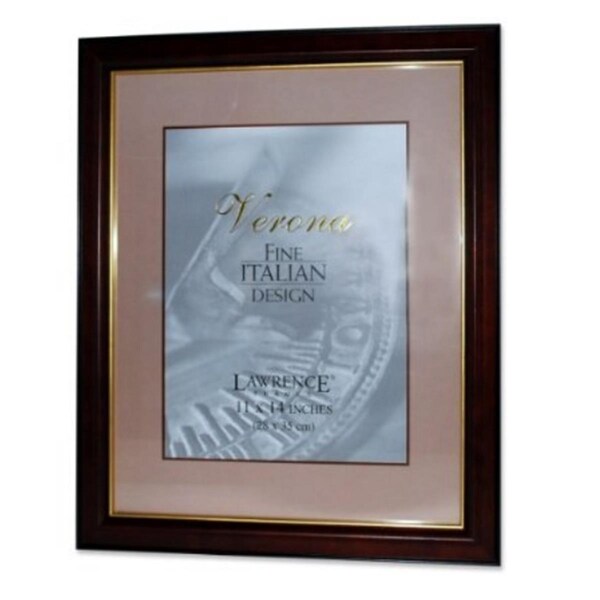 Lawrence Frames Walnut and Black Wood 11x14 Picture Frame - Gold Line - 41611