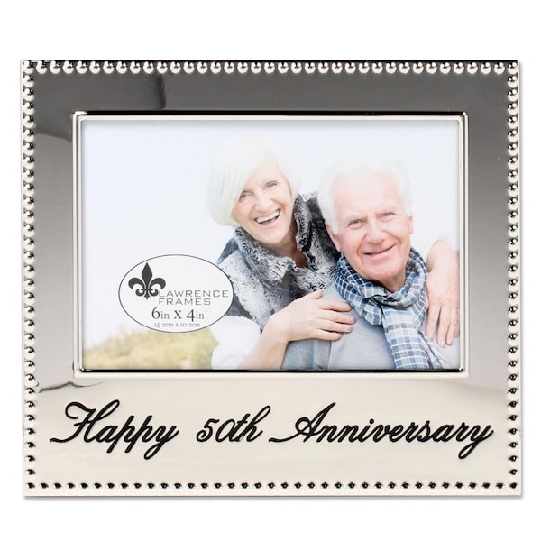 Lawrence Frames 4 x 6 in. Happy 50th Anniversary Picture Frame, Silver - 290164