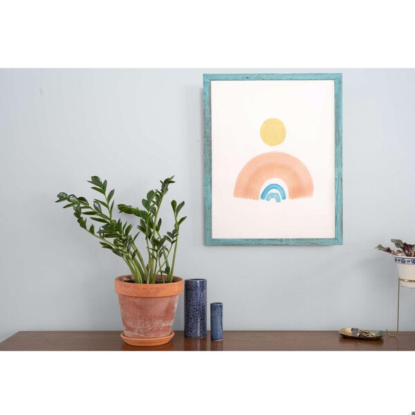 Homeroots 13 x 19 in. Rustic Farmhouse Light Aqua Blue Wood Picture Frame - 386513