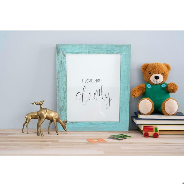 Homeroots 13 x 19 in. Rustic Farmhouse Light Aqua Blue Wood Picture Frame - 386513