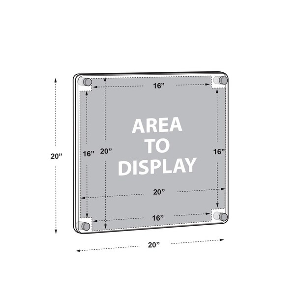 Azar Displays Gallery Wall Set of Four Floating Frames with Stand Off Caps: Overall Frame Size: 20in. x 20in. - 105520-GLD