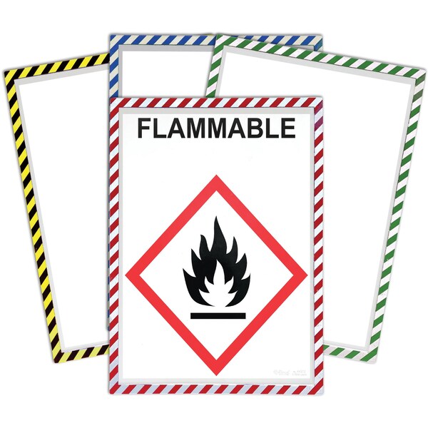 C-Line Products Magnetic Safety Striped Document Frame, Assorted, 6" x 9", PK80 - 44269