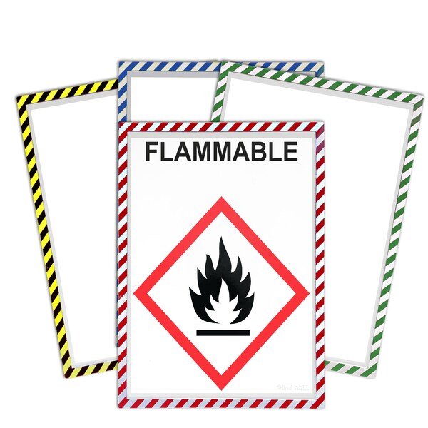 C-Line Products Magnetic Safety Striped Document Frame, Assorted, 6" x 9", PK80 - 44269