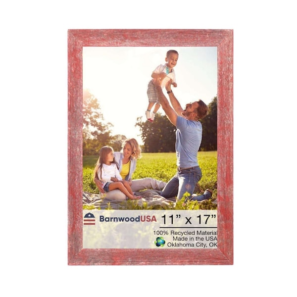 Barnwoodusa Rustic Farmhouse Reclaimed 11x17 Picture Frame (Rustic Red) - 672713218791