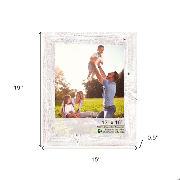 Homeroots 12 x 16 in. Rustic Farmhouse White Wash Wood Picture Frame - 386505