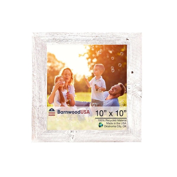 Barnwoodusa Rustic Farmhouse Reclaimed 10x10 Picture Frame (White Wash) - 672713219736