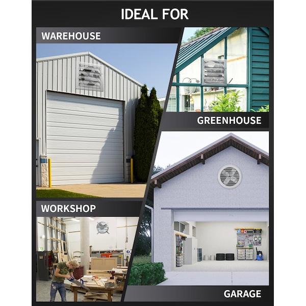 Iliving Automatic 14 in. Gable Mount Attic Ventilator Fan with Adjustable Thermostat, 3.10 Amps - ILG8G14-12T