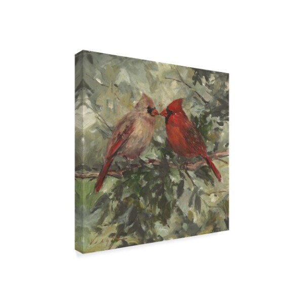 Trademark Fine Art Mary Miller Veazie 'Kissing Cardinals' Canvas Art, 14x14 - ALI31250-C1414GG