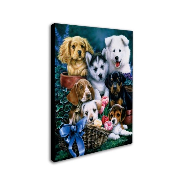 Trademark Fine Art Jenny Newland 'Puppies' Canvas Art, 18x24 - ALI1909-C1824GG