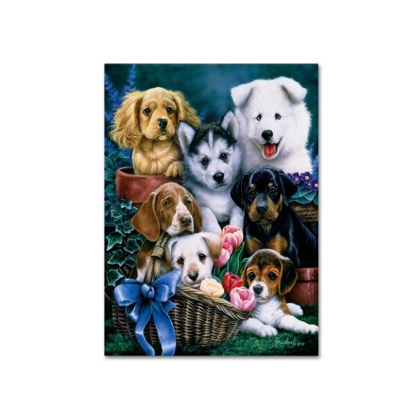 Trademark Fine Art Jenny Newland 'Puppies' Canvas Art, 18x24 - ALI1909-C1824GG