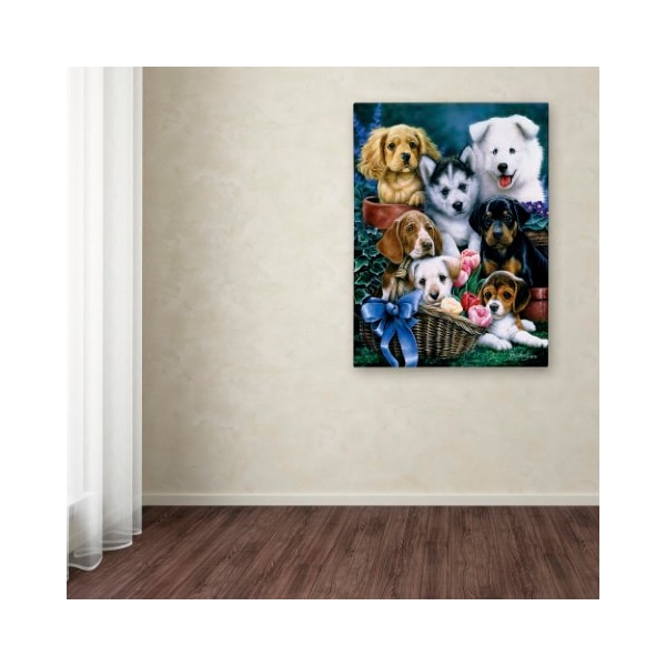 Trademark Fine Art Jenny Newland 'Puppies' Canvas Art, 18x24 - ALI1909-C1824GG