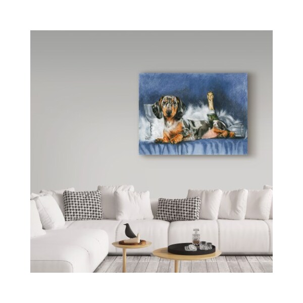 Trademark Fine Art Barbara Keith 'Dachshund New Years' Canvas Art, 14x19 - ALI25077-C1419GG