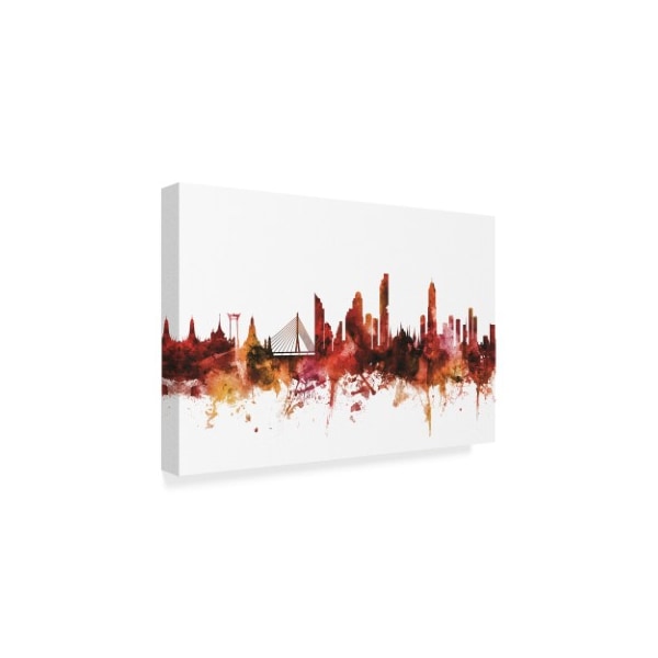 Trademark Fine Art Michael Tompsett 'Bangkok Thailand Skyline Red' Canvas Art, 12x19 - MT01977-C1219GG