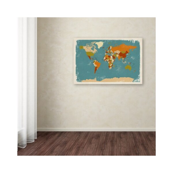 Trademark Fine Art Michael Tompsett 'Retro Political Map of the World 3' Canvas Art, 30x47 - MT0729-C3047GG