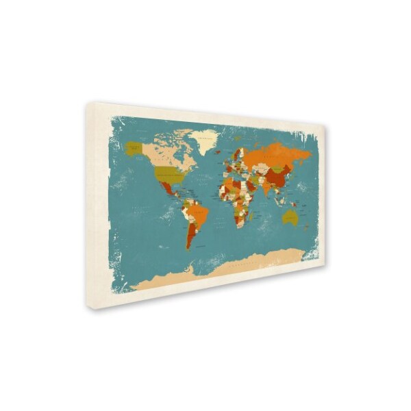 Trademark Fine Art Michael Tompsett 'Retro Political Map of the World 3' Canvas Art, 30x47 - MT0729-C3047GG