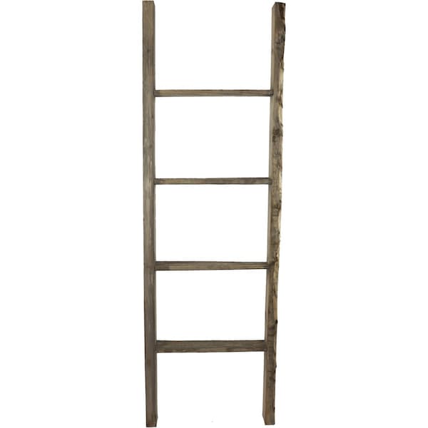 Ekena Millwork 19"W x 60"H x 3 1/2"D Vintage Farmhouse 4 Rung Ladder, Barnwood Decor Collection, Pebble Grey - DECR019X060X04LDRPG
