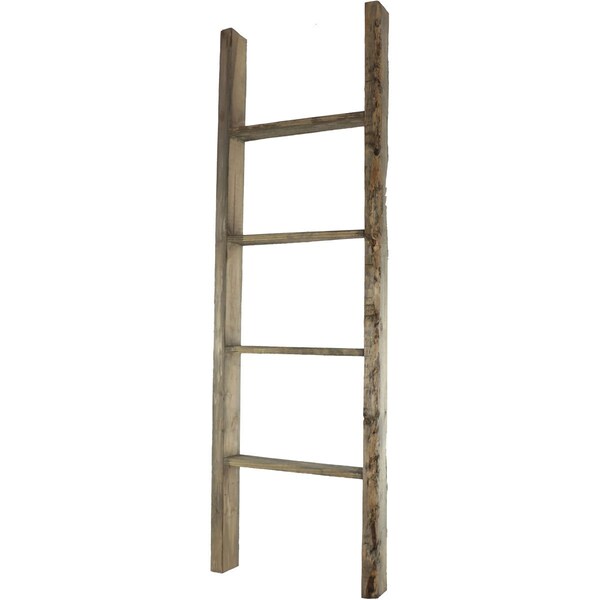 Ekena Millwork 19"W x 60"H x 3 1/2"D Vintage Farmhouse 4 Rung Ladder, Barnwood Decor Collection, Pebble Grey - DECR019X060X04LDRPG