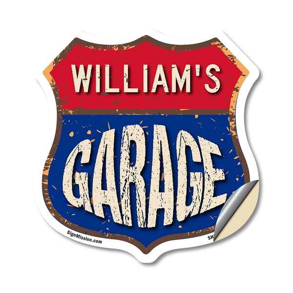Signmission William's Garage, 12 Inch X 12 Inch, Vinyl Decal - SHI-D-12-383-WILLIAM